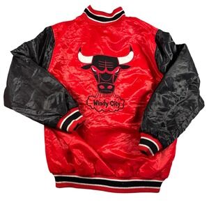 VTG Chicago Bulls Reversible Satin Bomber Jacket M NBA Windy City Rare Varsity